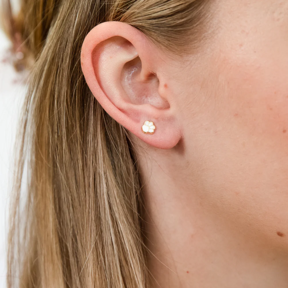 9ct Yellow Gold Paw Mark Stud Earrings - Image 2
