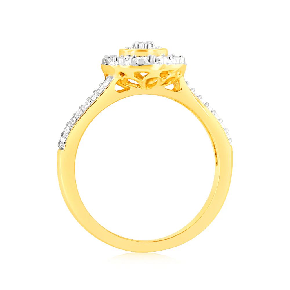 9ct Yellow Gold Pear Shape Diamond Ring 1/6 Carat - Image 3