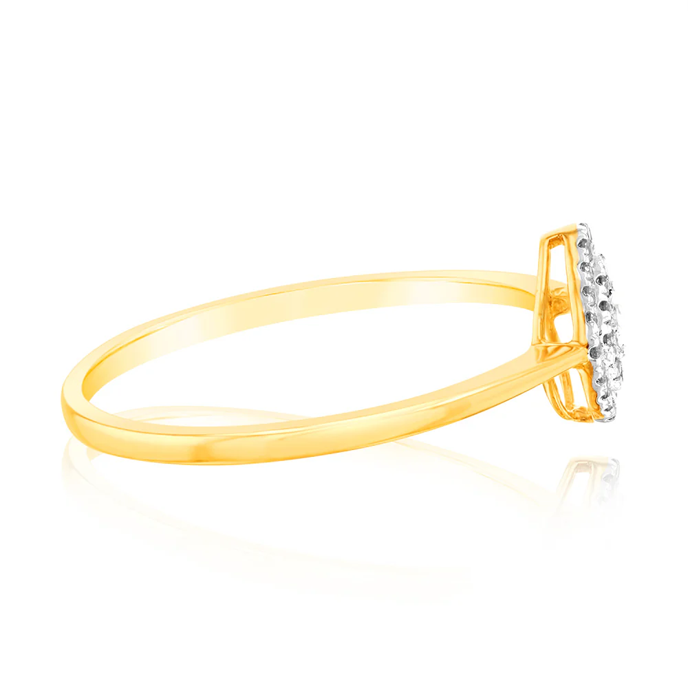 9ct Yellow Gold Pear Shaped Ring in 1/10 Carat Natural Diamond - Image 2