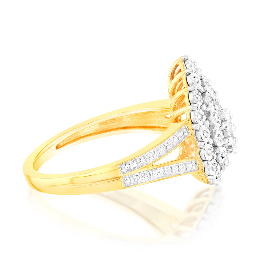 9ct Yellow Gold Pear Shaped Ring in 1/5 Carat Natural Diamonds - Image 2