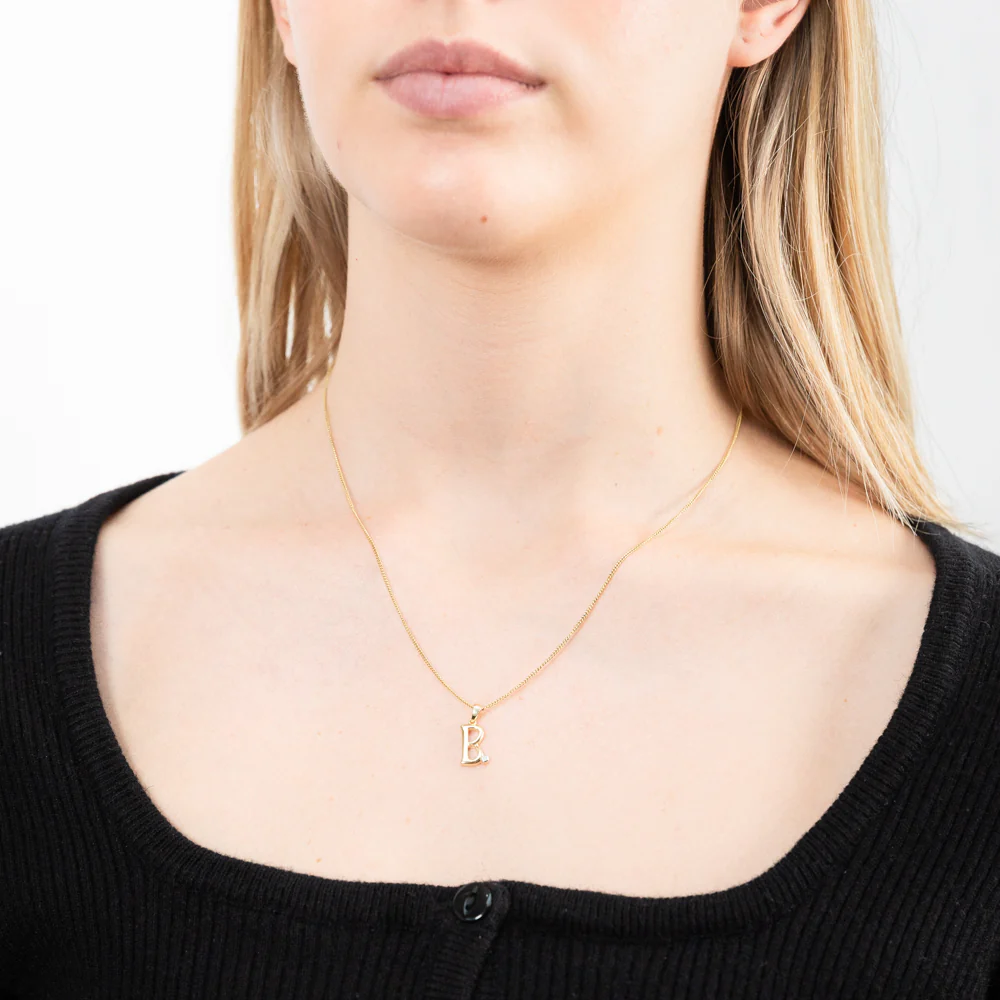 9ct Yellow Gold Pendant Initial B set with Diamond - Image 2
