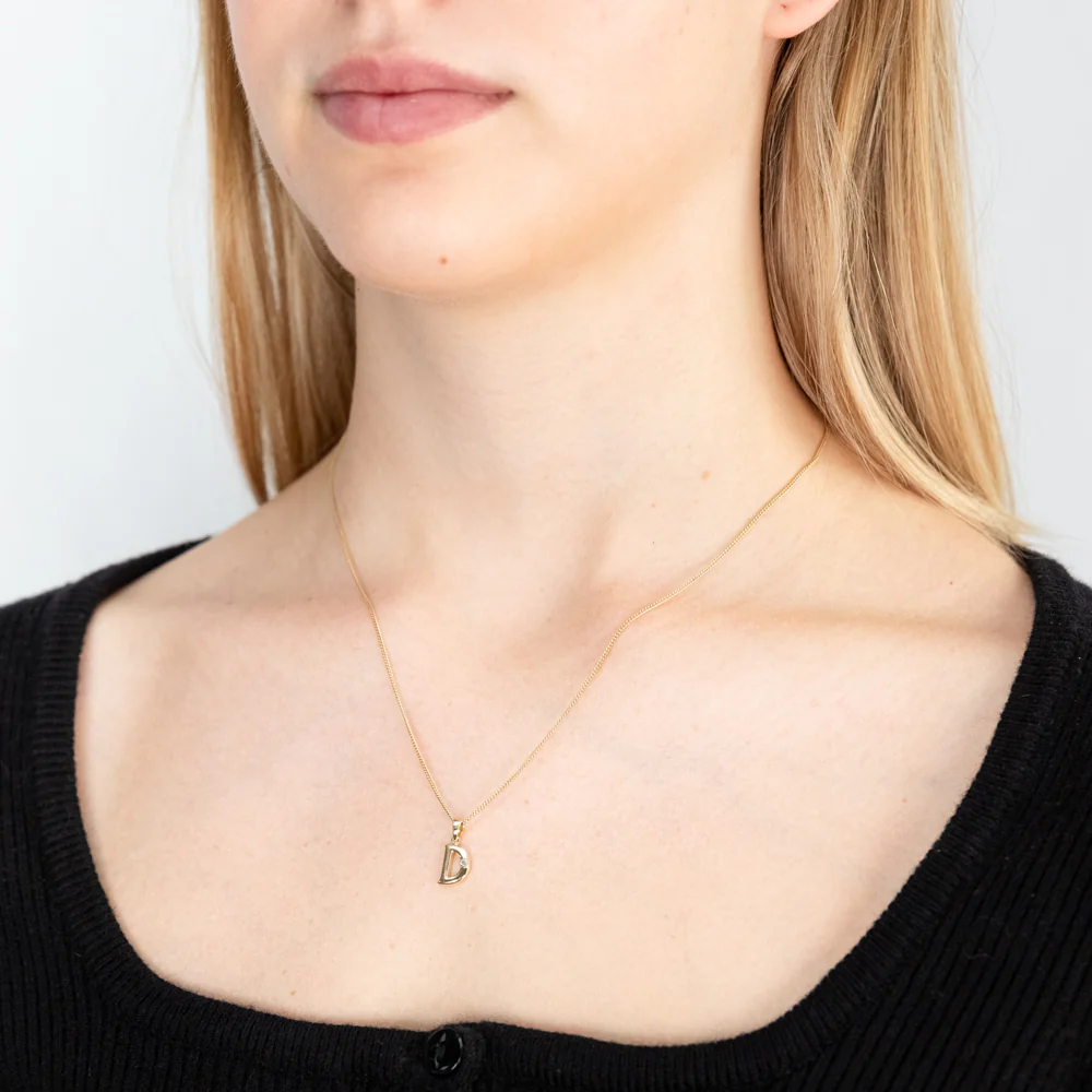 9ct Yellow Gold Pendant Initial D set with Diamond - Image 2