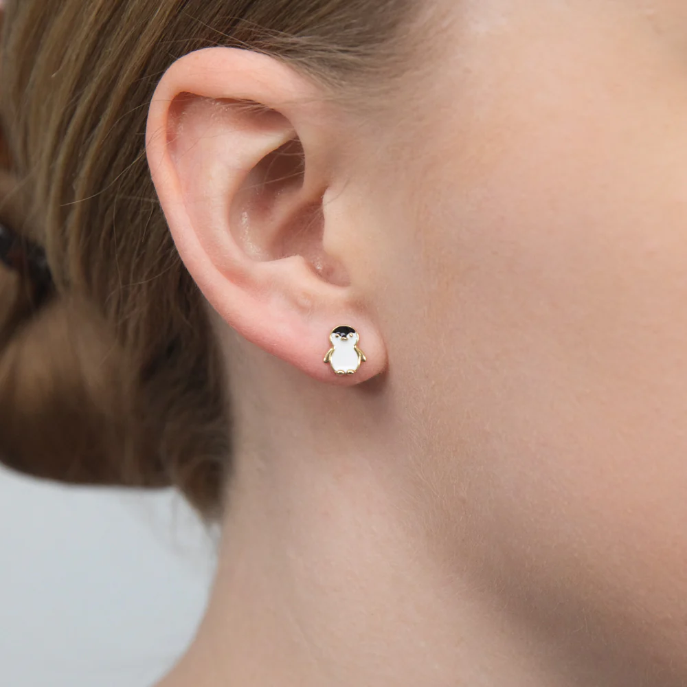 9ct Yellow Gold Penguin Stud Earrings - Image 2