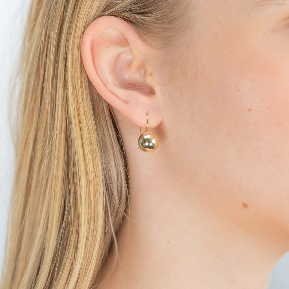 9ct Yellow Gold Plain 10mm Ball Earwire Earrings - Image 2