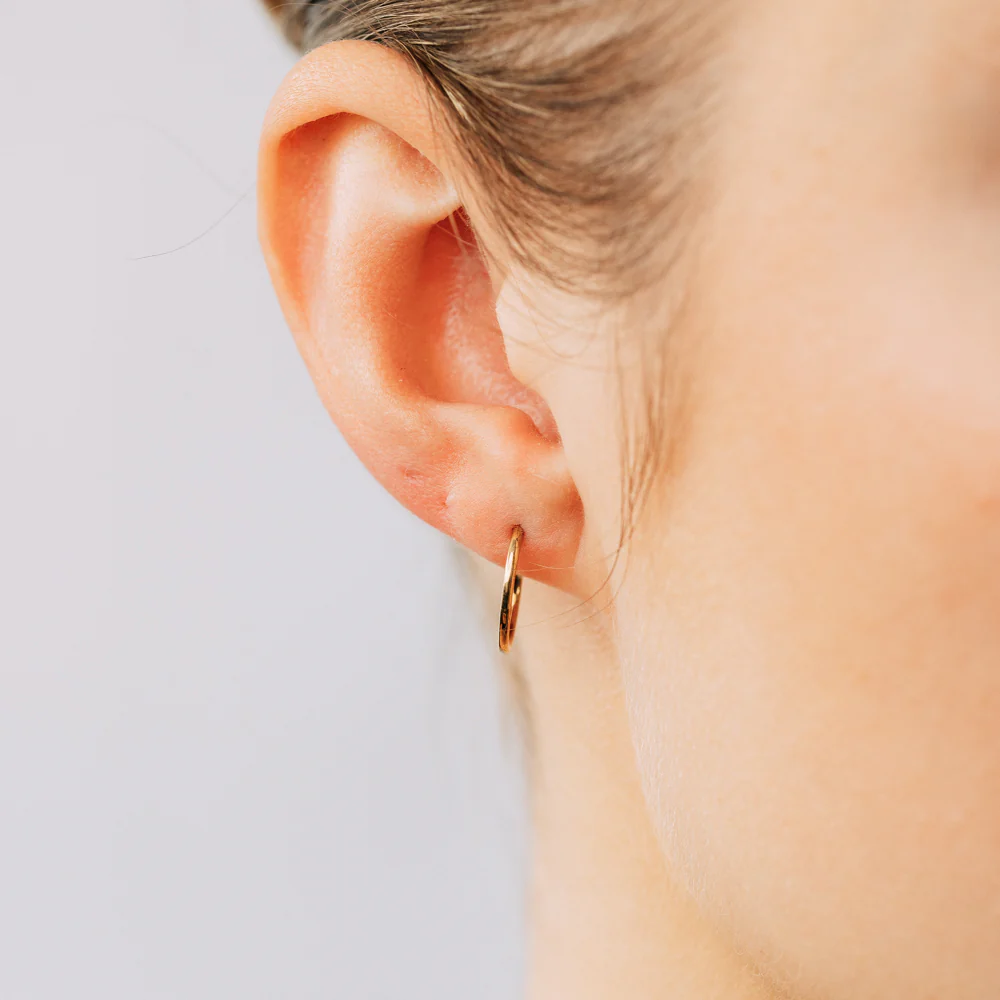 9ct Yellow Gold Plain 10mm Sleeper Earrings - Image 2