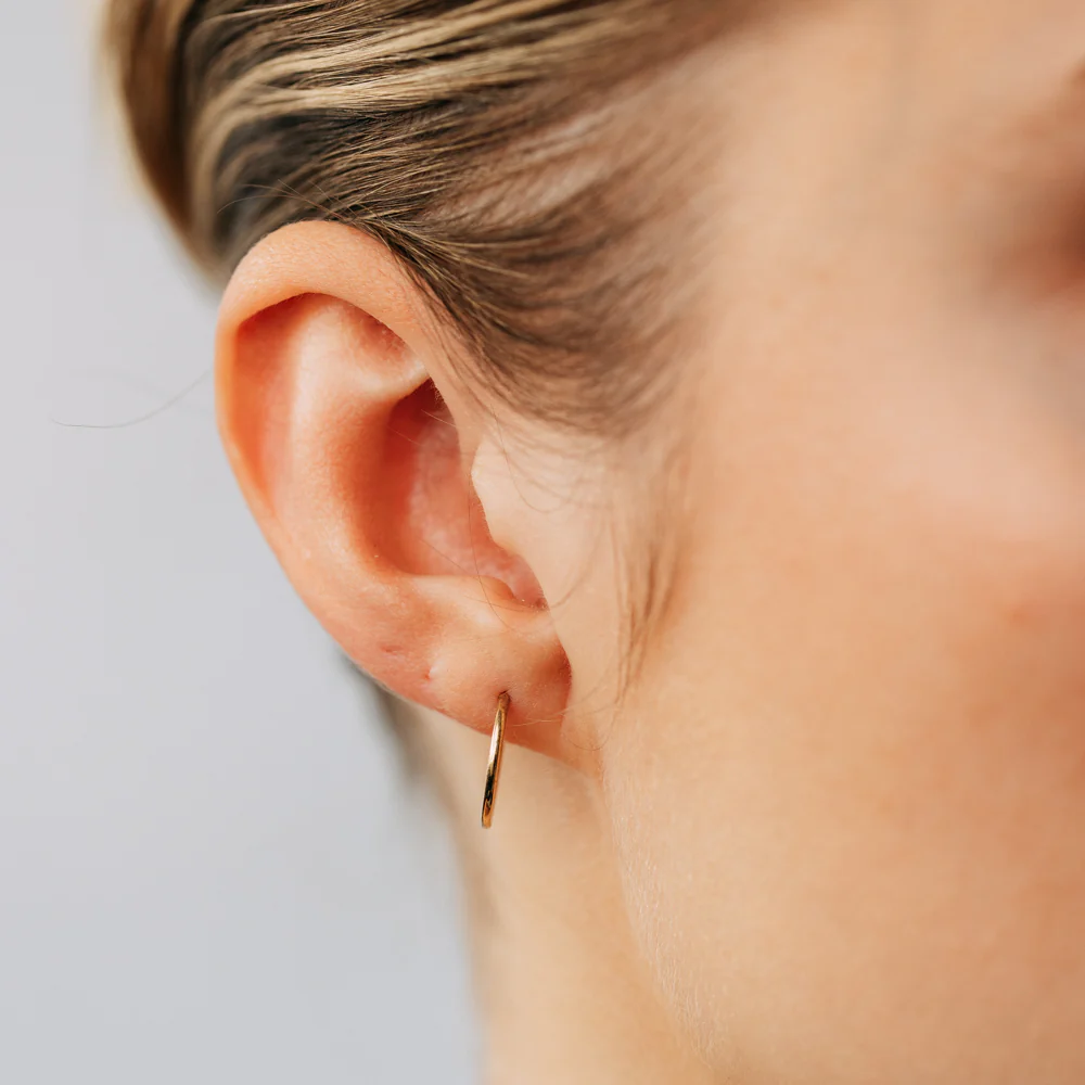 9ct Yellow Gold Plain 12mm Sleeper Earrings - Image 2
