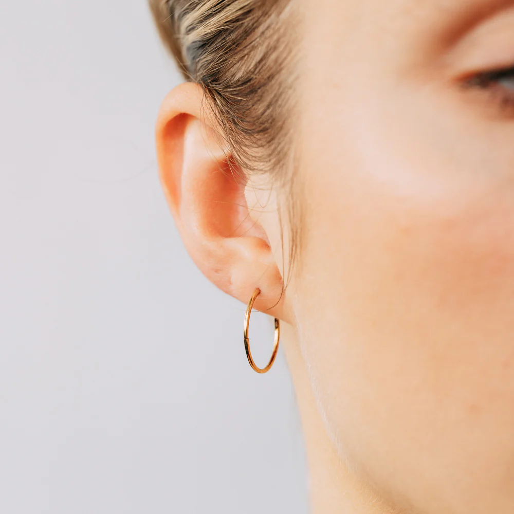 9ct Yellow Gold Plain 16mm Sleeper Earrings - Image 2