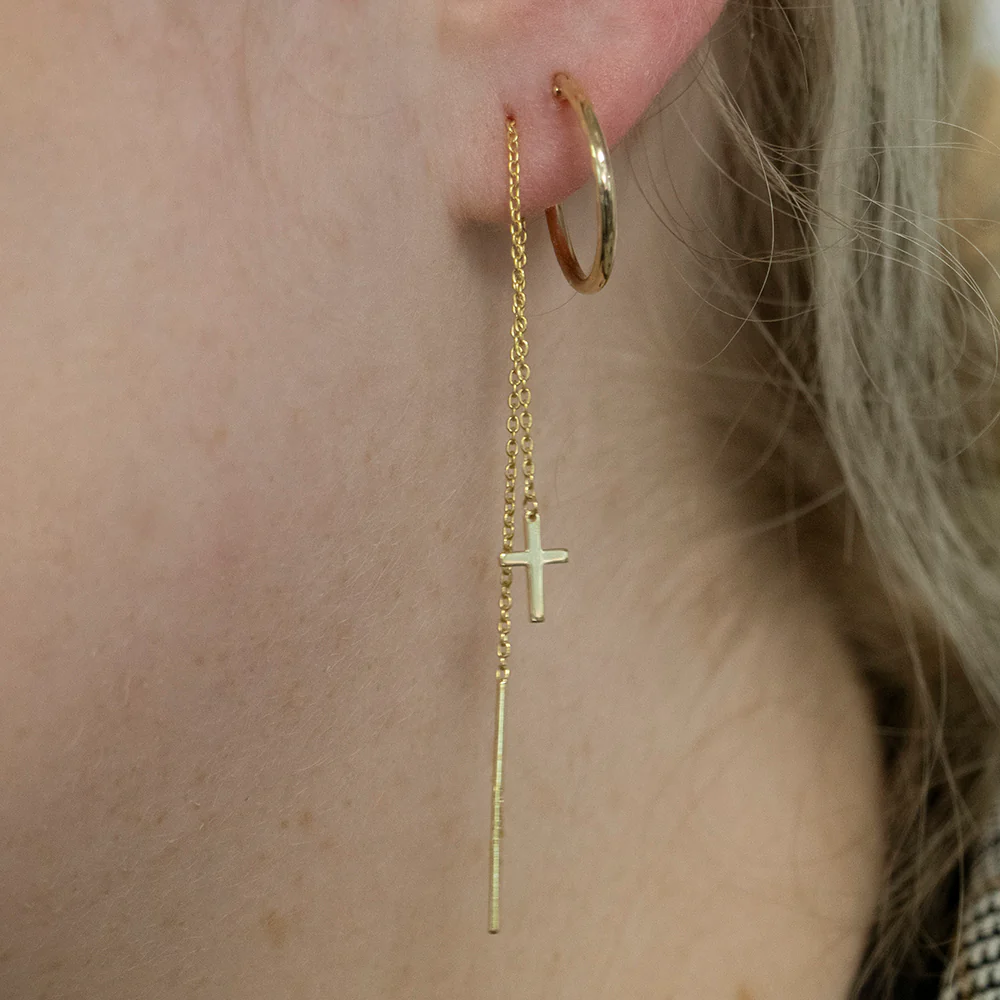 9ct Yellow Gold Plain 20mm Hoop Earrings - Image 2