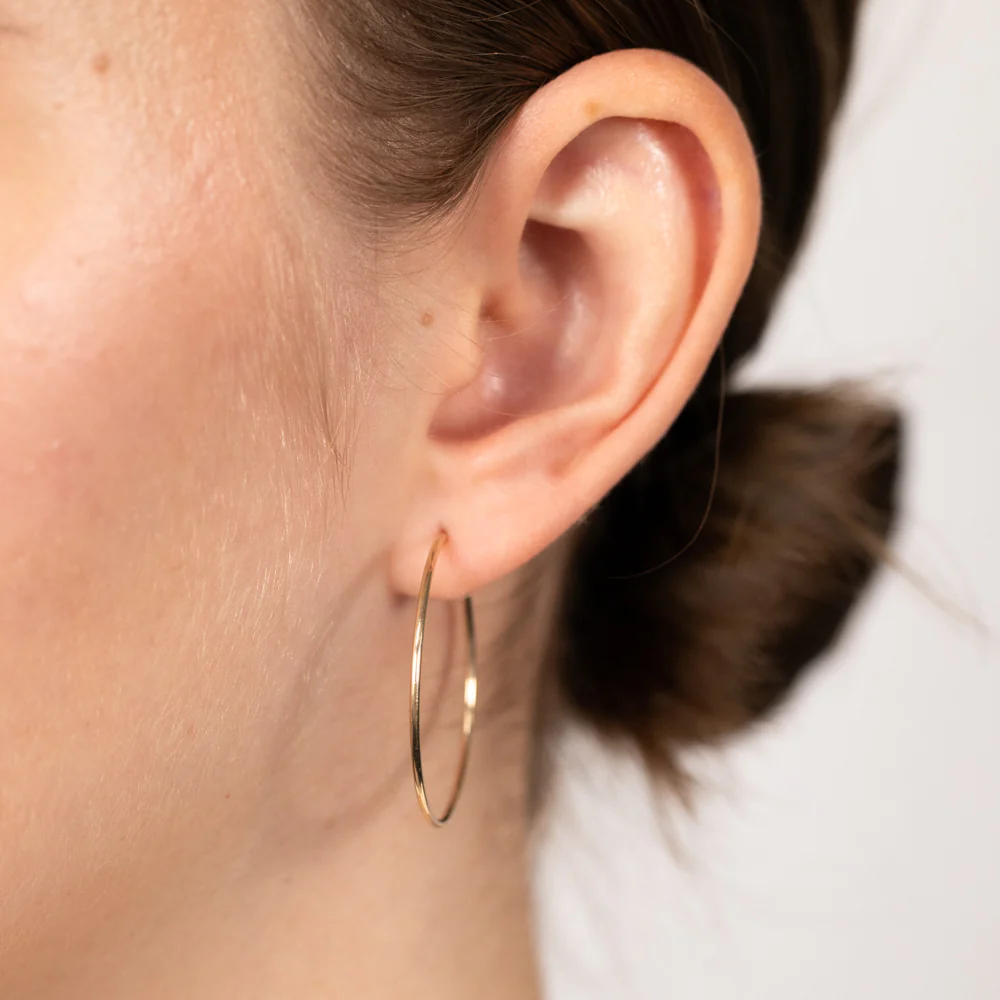 9ct Yellow Gold Plain 25mm Sleeper Earrings - Image 2