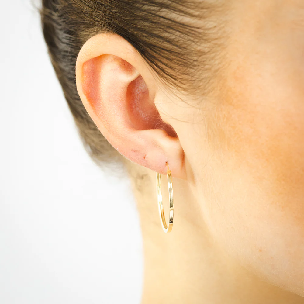 9ct Yellow Gold Plain 25mm Sleeper Earrings - Image 2