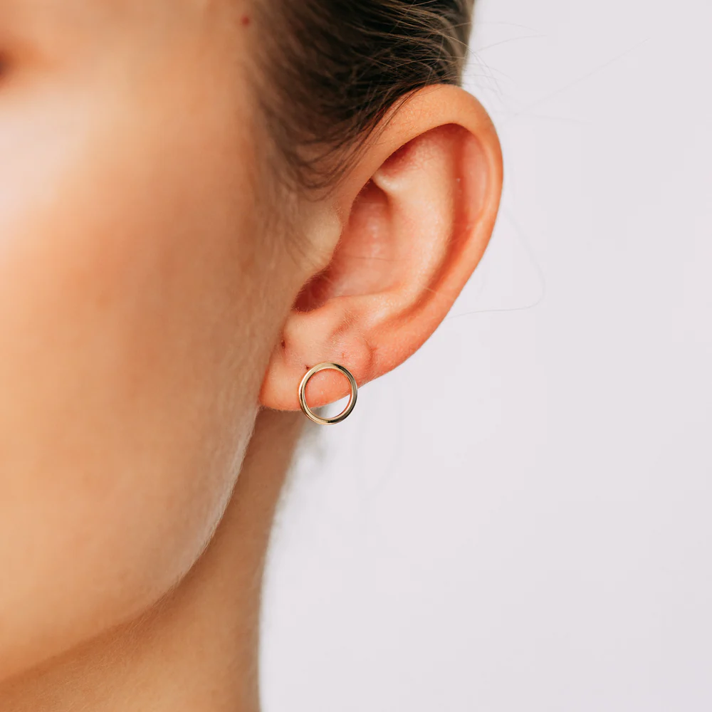 9ct Yellow Gold Plain 8mm Sleeper Earrings - Image 2