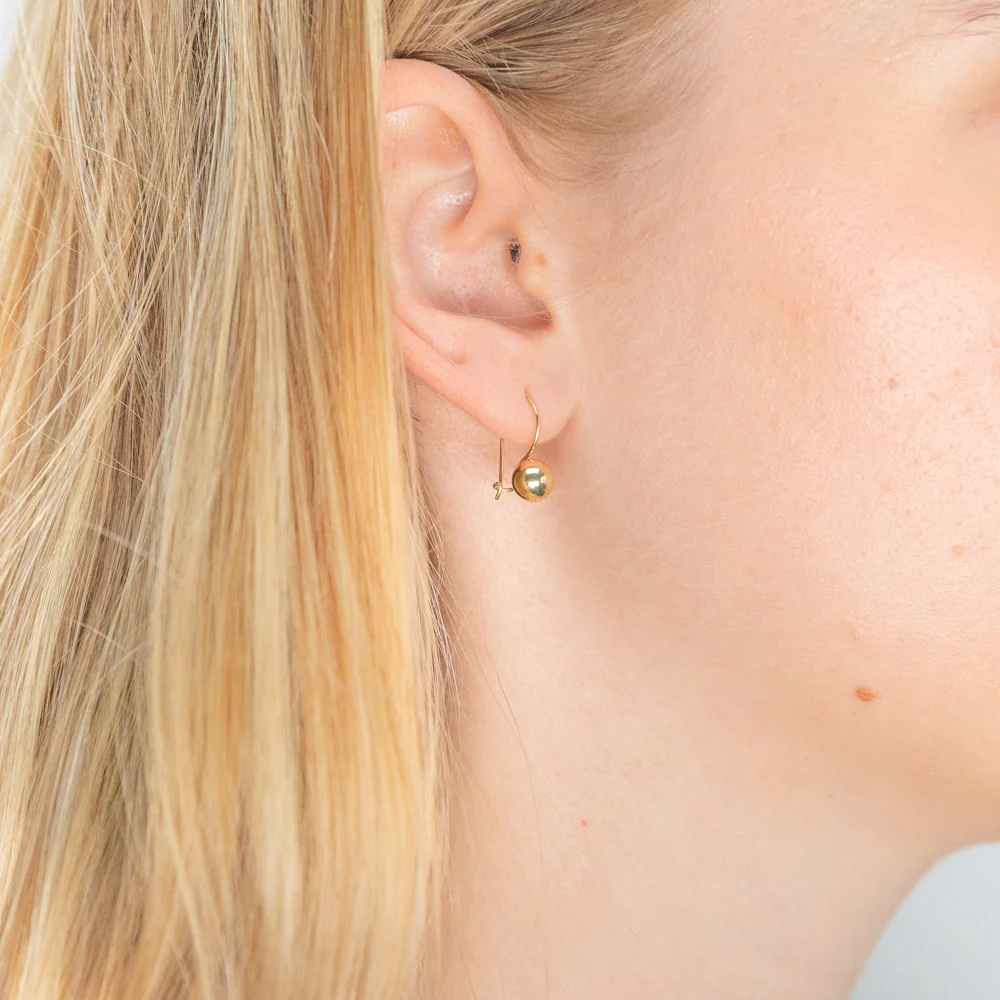 9ct Yellow Gold Plain Ball Earwire Earrings - Image 2