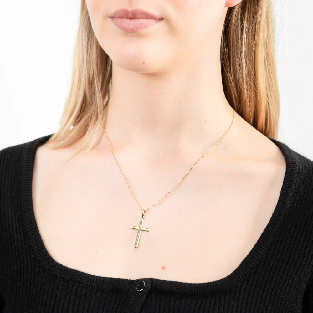 9ct Yellow Gold Plain Cross Pendant - Image 2