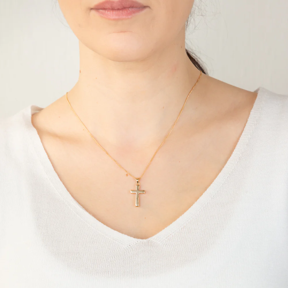 9ct Yellow Gold Plain Cross Pendant - Image 2