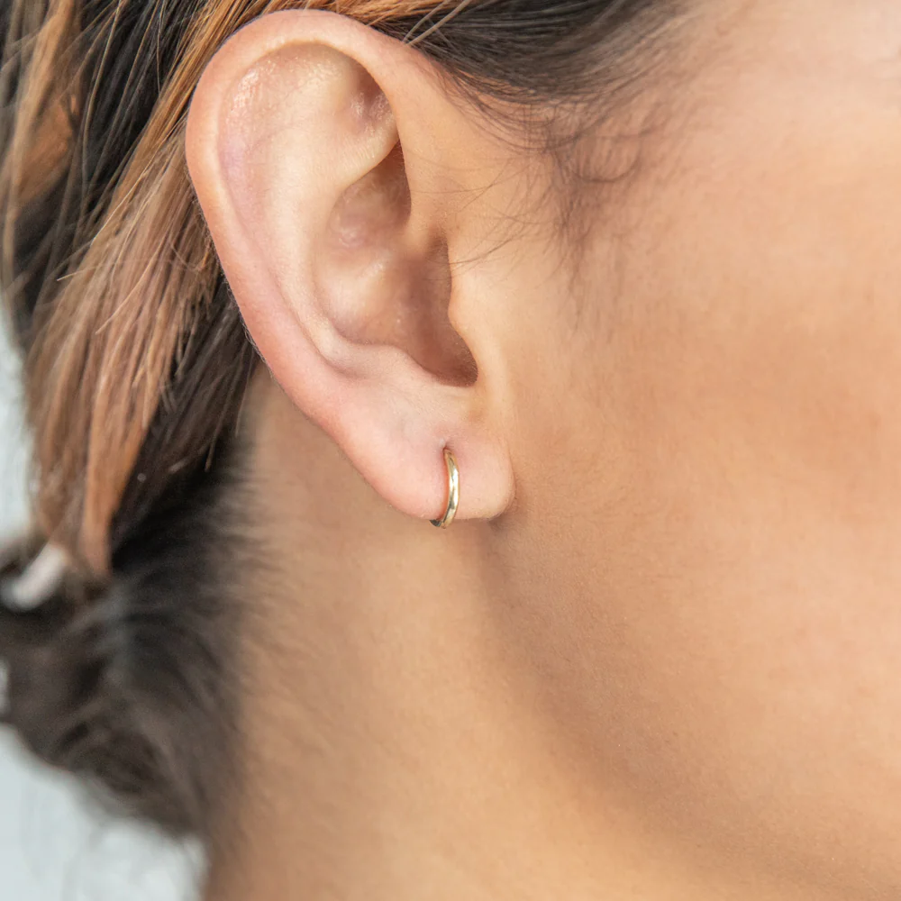 9ct Yellow Gold Plain Flat 6.5mm Sleeper Earrings For Kids - Image 2