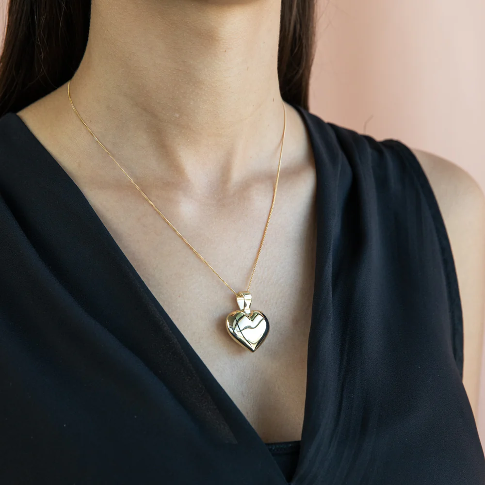 9ct Yellow Gold Plain Heart Pendant - Image 2