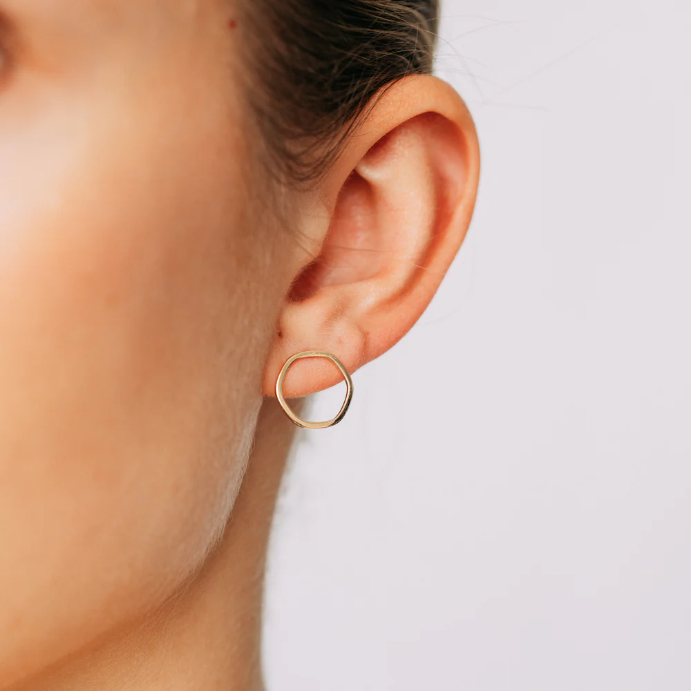 9ct Yellow Gold Plain Hexagon 11mm Sleeper Earrings - Image 2