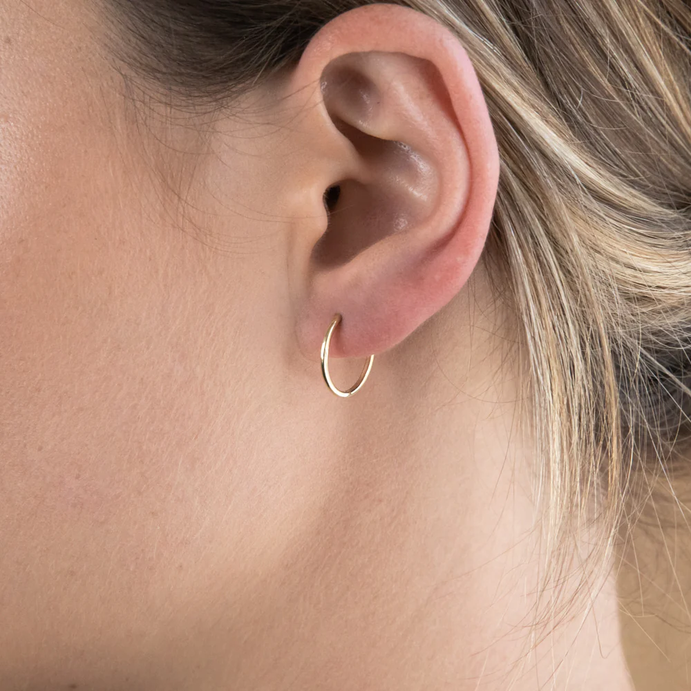 9ct Yellow Gold  Plain Hinged Hoop Earrings - Image 2