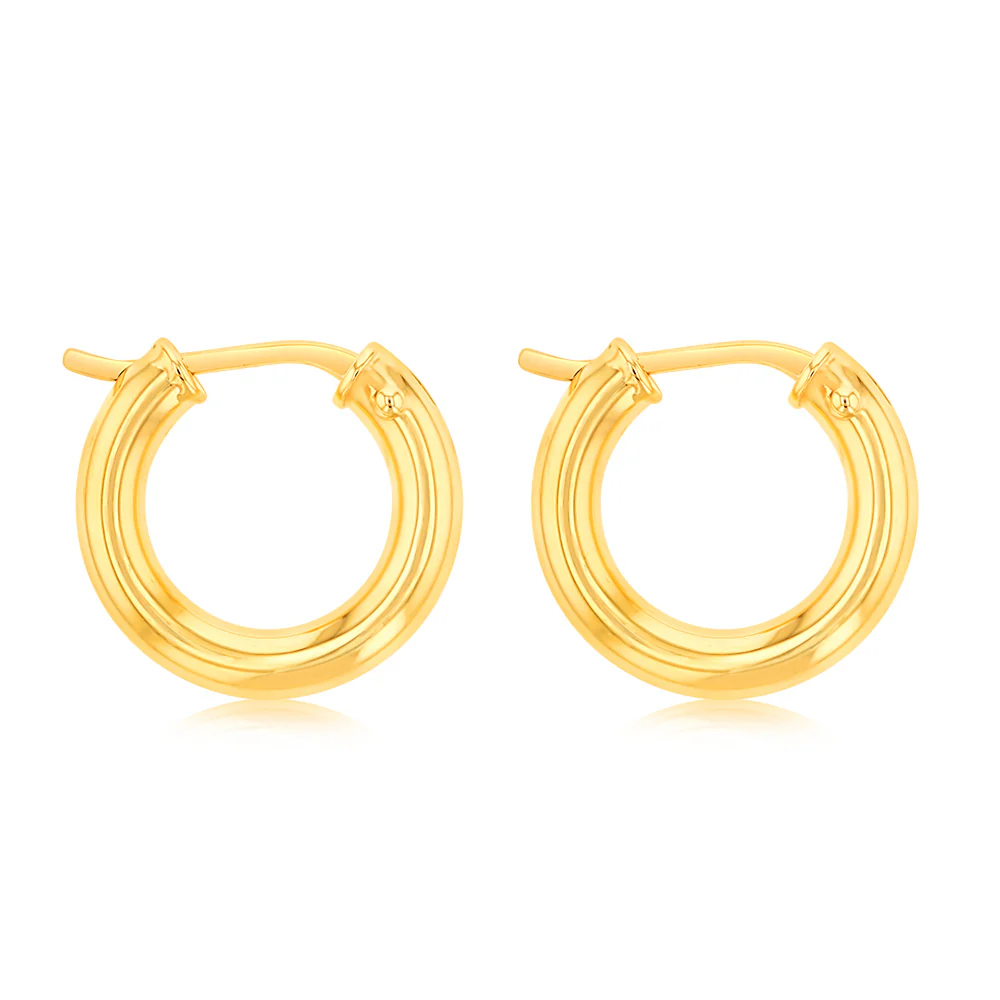 9ct Yellow Gold Plain Hoop Earrings - Image 2