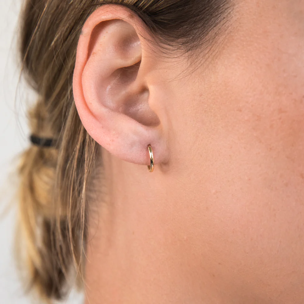 9ct Yellow Gold Plain Round 9mm Sleeper Earrings - Image 2