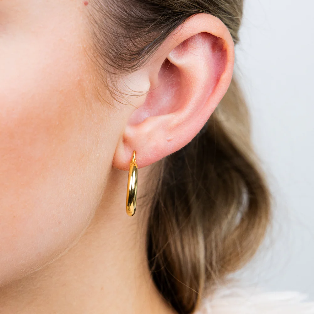 9ct Yellow Gold Polished 15mm Hoop Earrings - Image 2