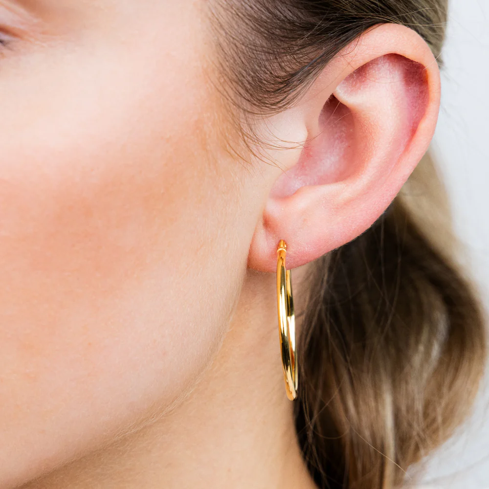 9ct Yellow Gold Polished 30mm Hoop Earrings - Image 2
