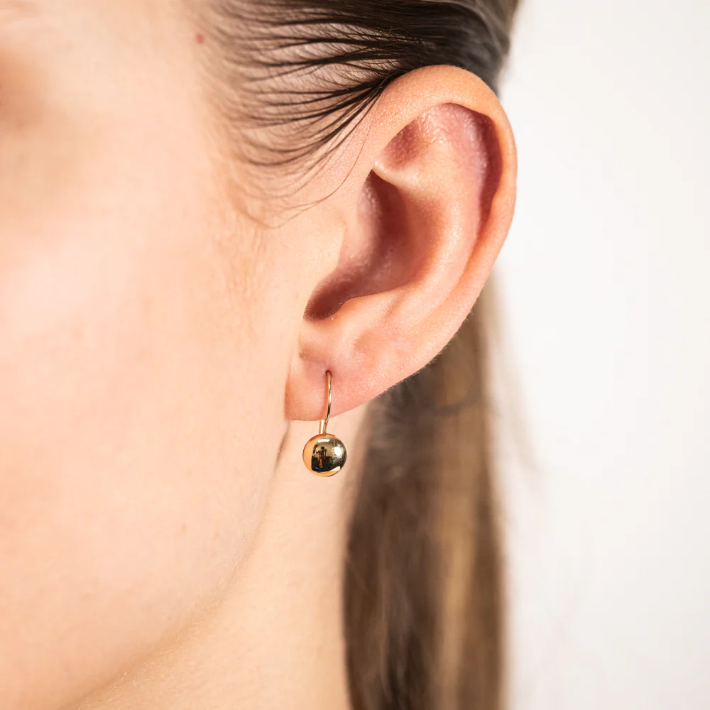 9ct Yellow Gold Polished 6.9mm Flat Euroball Hook Earrings - Image 2