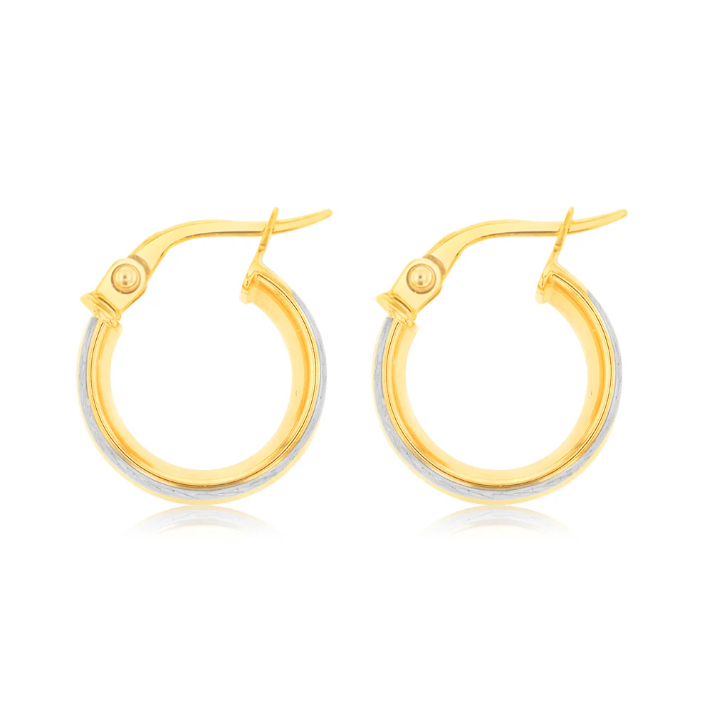 9ct Yellow Gold Polished Broad 10mm Hoop Earrings - Image 2