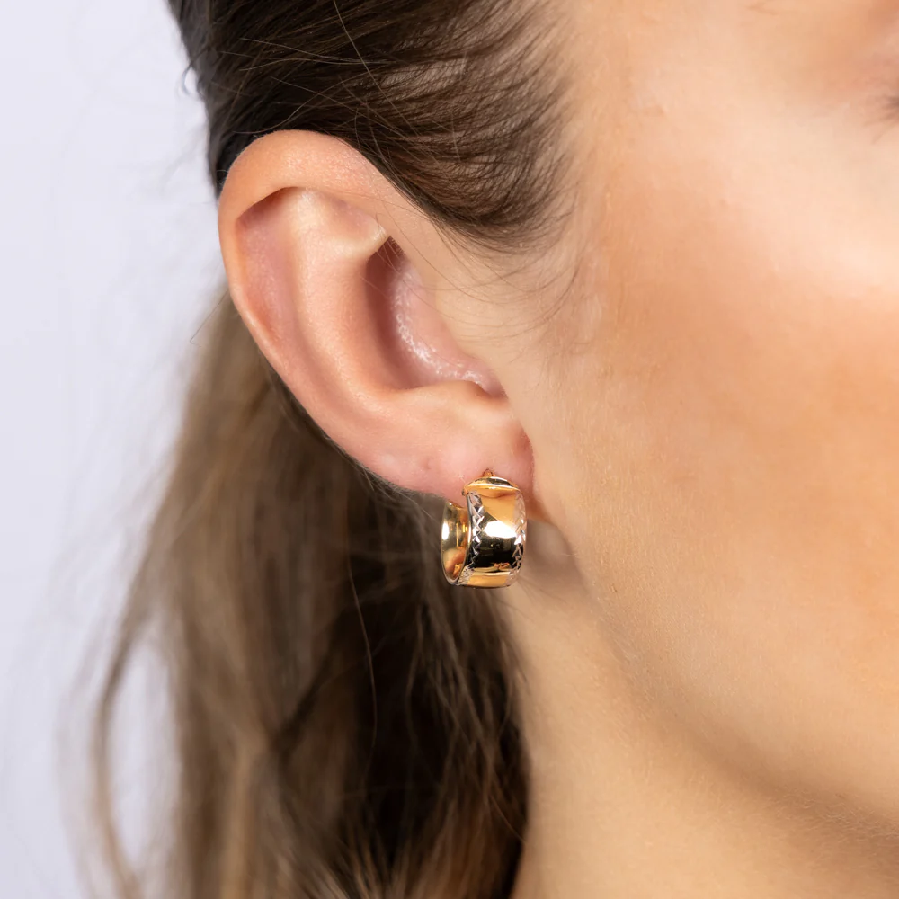 9ct Yellow Gold Polished Broad 10mm Hoop Earrings - Image 3