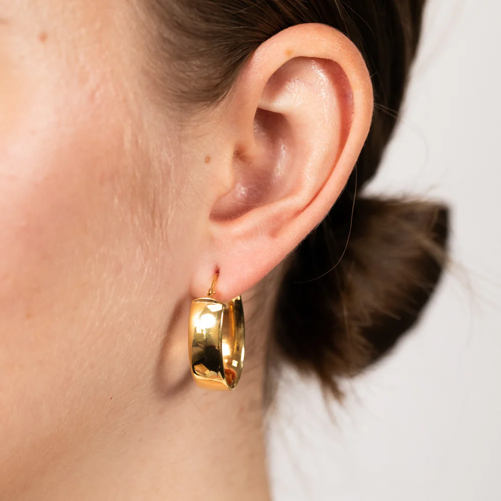 9ct Yellow Gold Polished Oval Hoop Earrings - Image 2