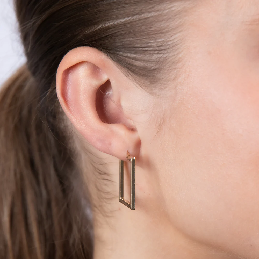 9ct Yellow Gold Polished Square 19mm Hoop Earrings - Image 2