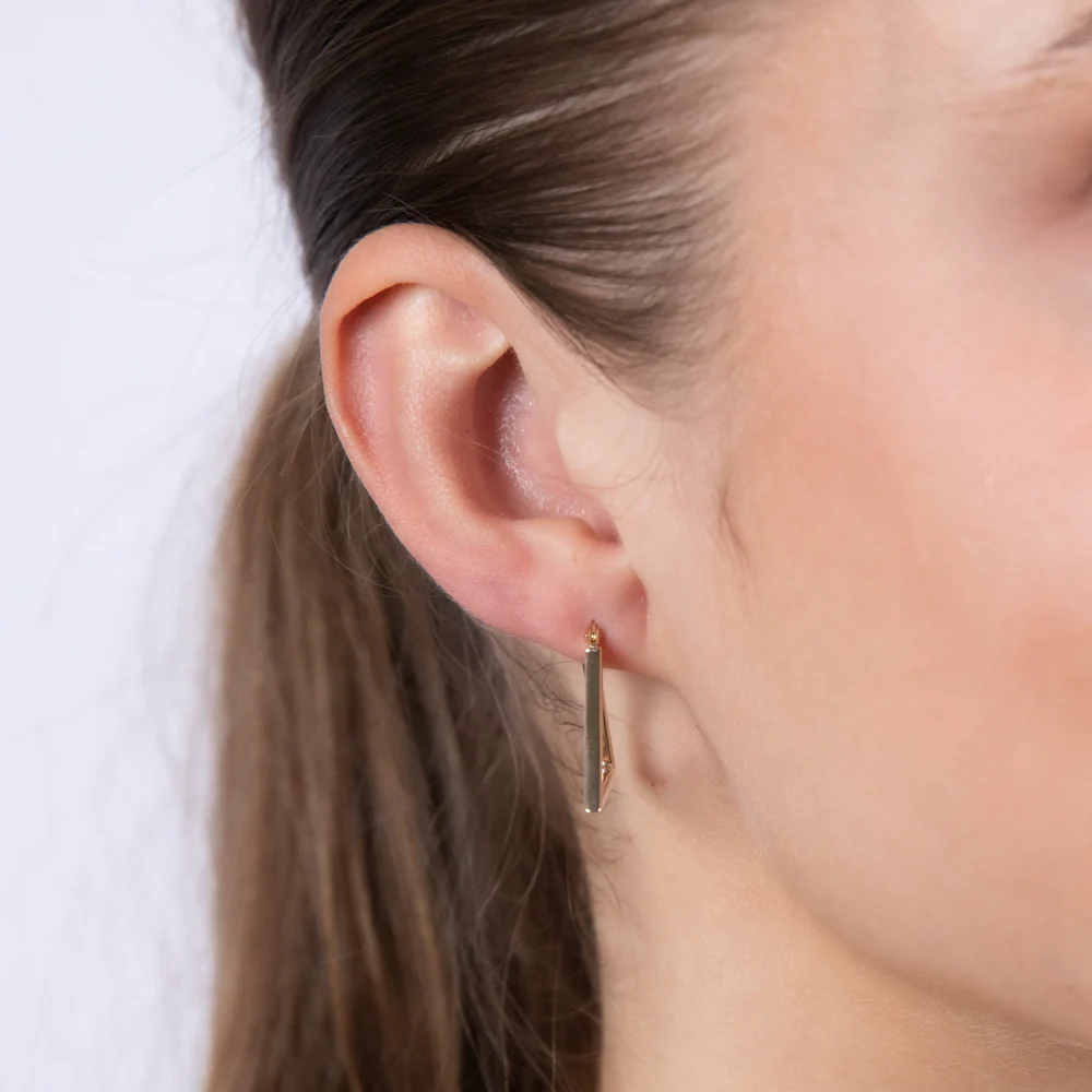 9ct Yellow Gold Polished Triangle Hoop Earrings - Image 2