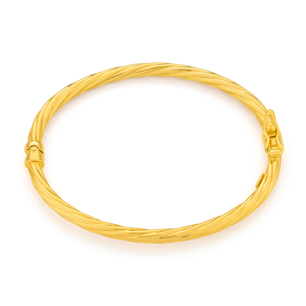 9ct Yellow Gold PolishedTwisted Baby Bangle - Image 2