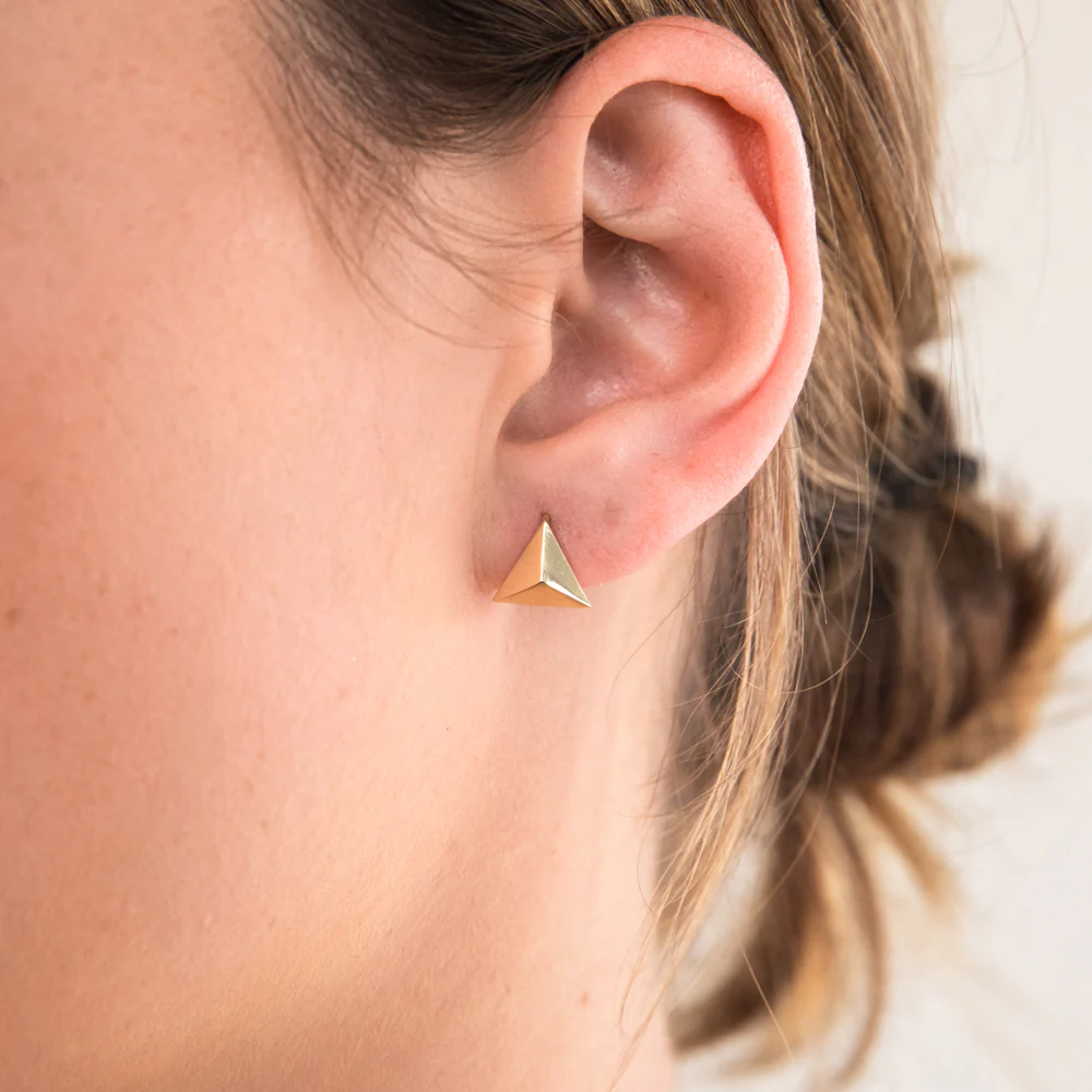 9ct Yellow Gold Pyramid On Hoop Earrings - Image 2