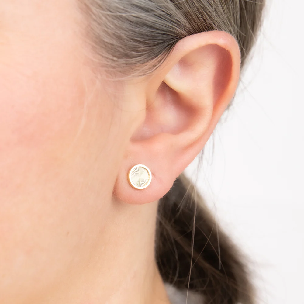 9ct Yellow Gold Rainbow Circle Stud Earrings - Image 2