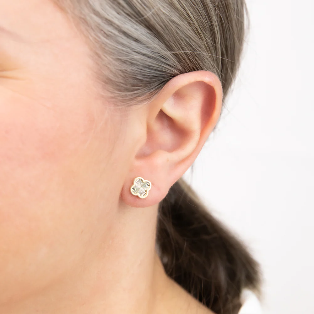 9ct Yellow Gold Rainbow Petal Stud Earrings - Image 2