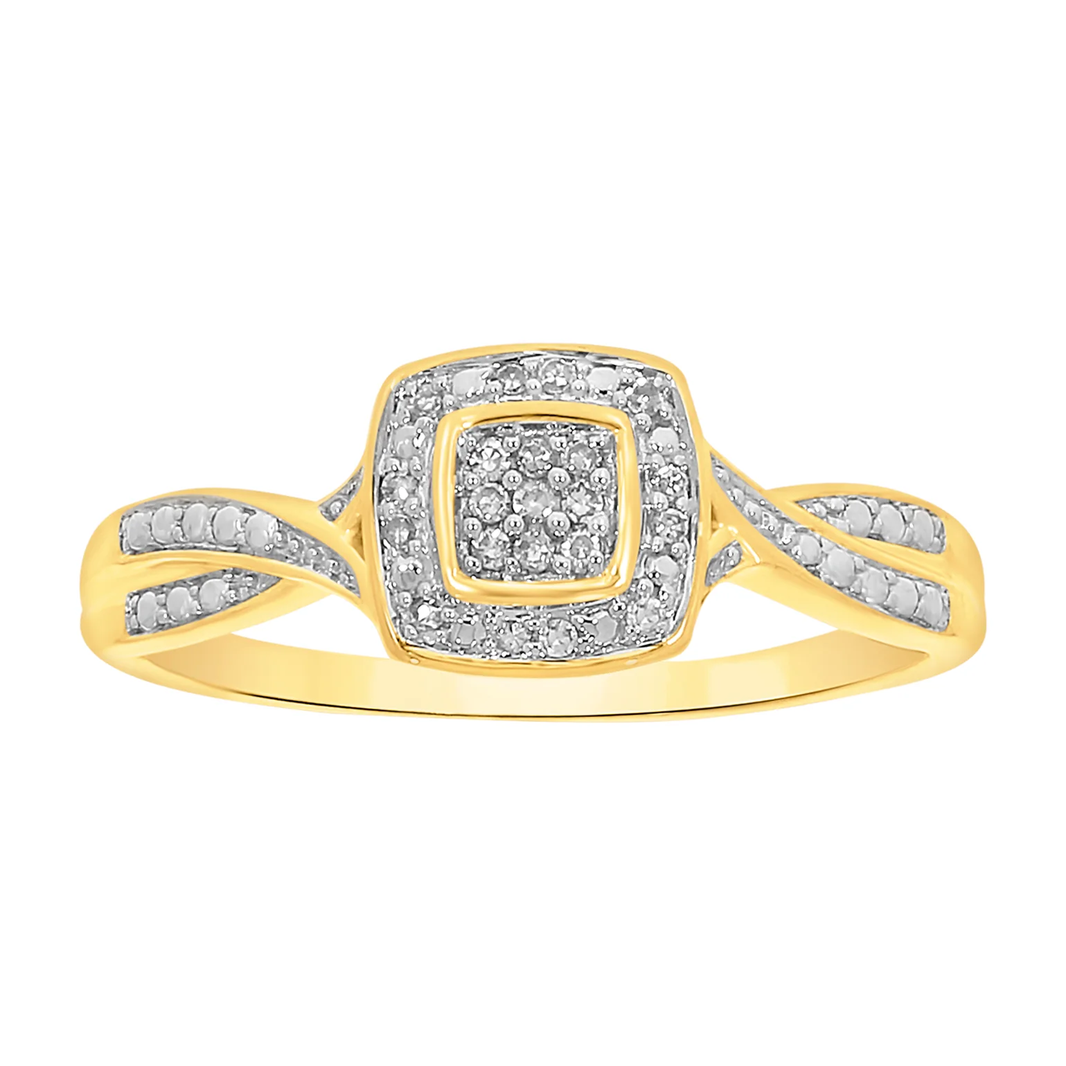 9ct Yellow Gold Ring With 21 Brilliant Cut Diamonds - Image 2