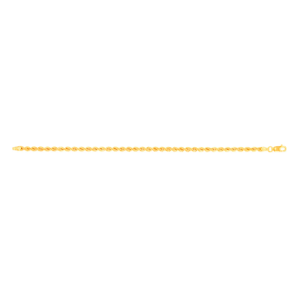 9ct Yellow Gold Rope 19cm Chain - Image 2