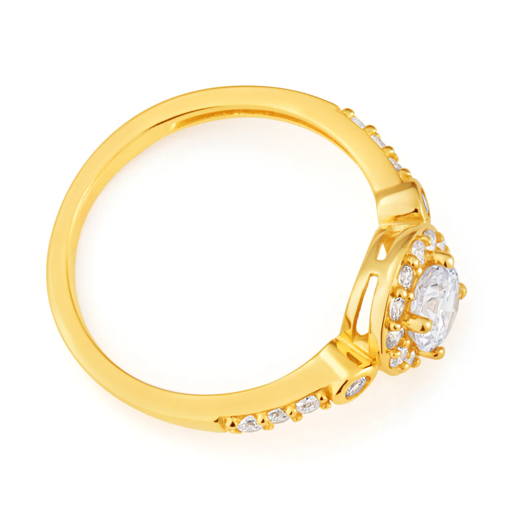 9ct Yellow Gold Round Zirconia Ring - Image 2