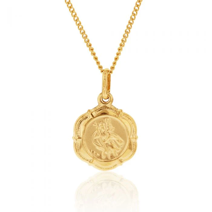 9ct Yellow Gold Saint Christopher Pendant 6 sided - Image 2