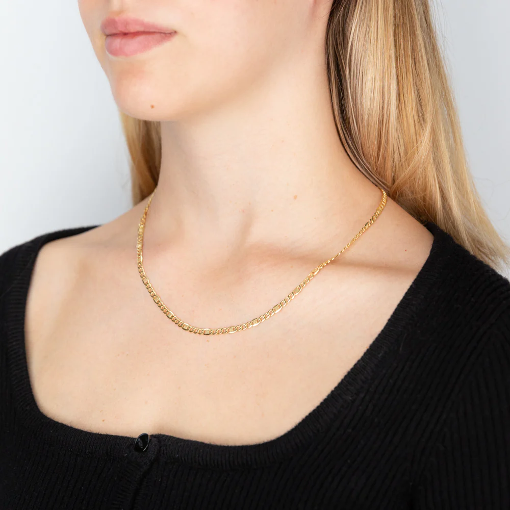 9ct Yellow Gold Silver Filled 1:3  Curb+ Anchor 80 Gauge 45cm Chain - Image 3