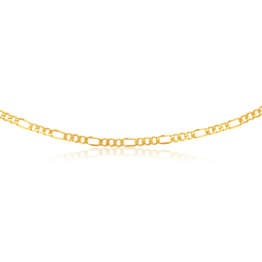 9ct Yellow Gold Silver Filled 115Gauge  1:3 Figaro 55cm Chain - Image 2
