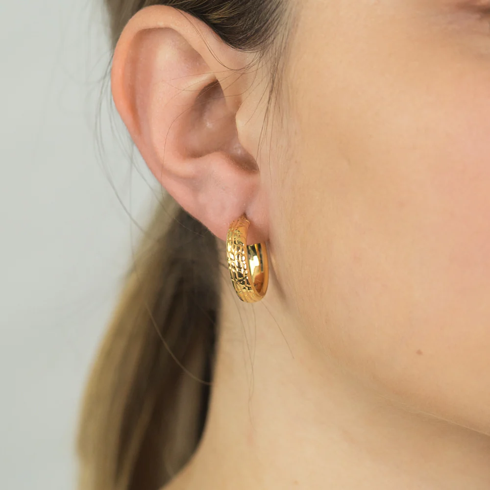9ct Yellow Gold Silver Filled 15mm Hoop Earrings - Image 2