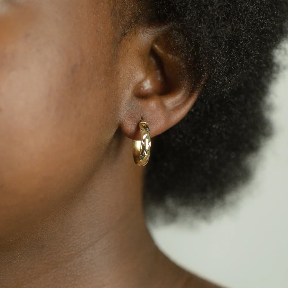 9ct Yellow Gold Silver Filled 15mm Hoop Earrings - Image 2