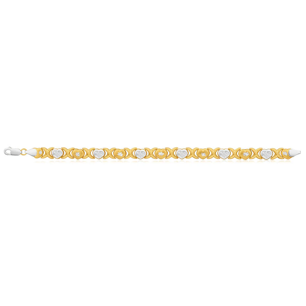 9ct Yellow Gold Silver Filled 19cm Cute Fancy Bracelet - Image 2