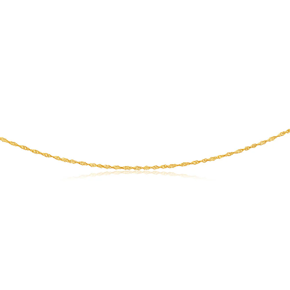 9ct Yellow Gold Silver Filled 20 Gauge Singapore 45cm Chain - Image 2