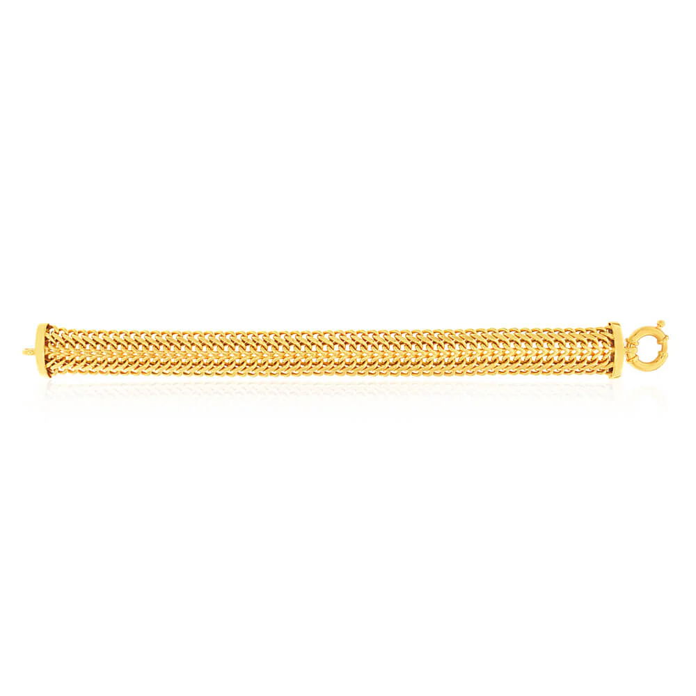 9ct Yellow Gold Silver Filled 20cmx11mm wide Mesh Bracelet - Image 2
