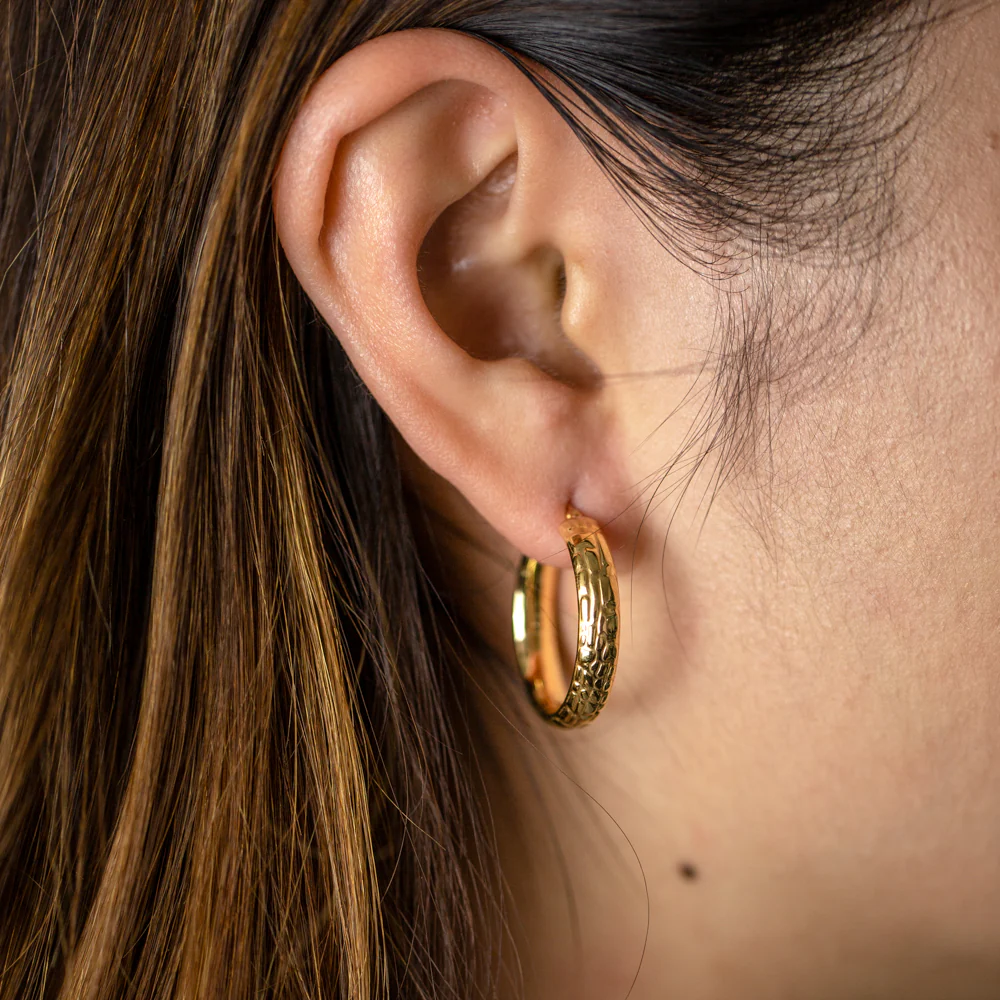 9ct Yellow Gold Silver Filled 20mm Hoop Earrings - Image 2