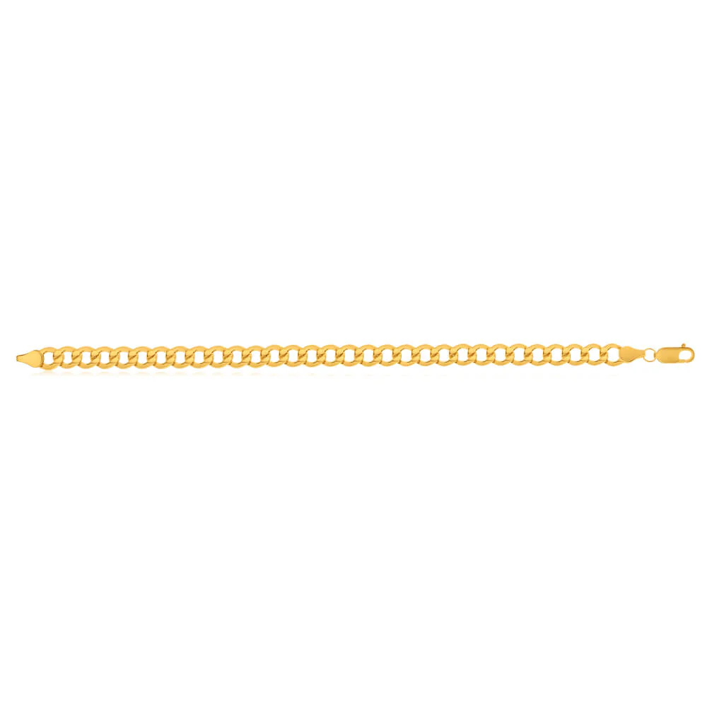 9ct Yellow Gold Silver Filled 21cm Diamond Cut Curb Bracelet - Image 2