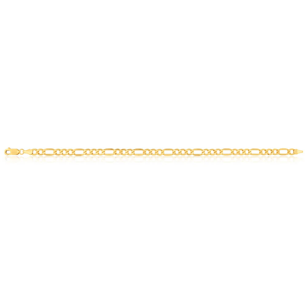 9ct Yellow Gold Silver Filled 21cm Figaro Bracelet 120 Gauge - Image 2
